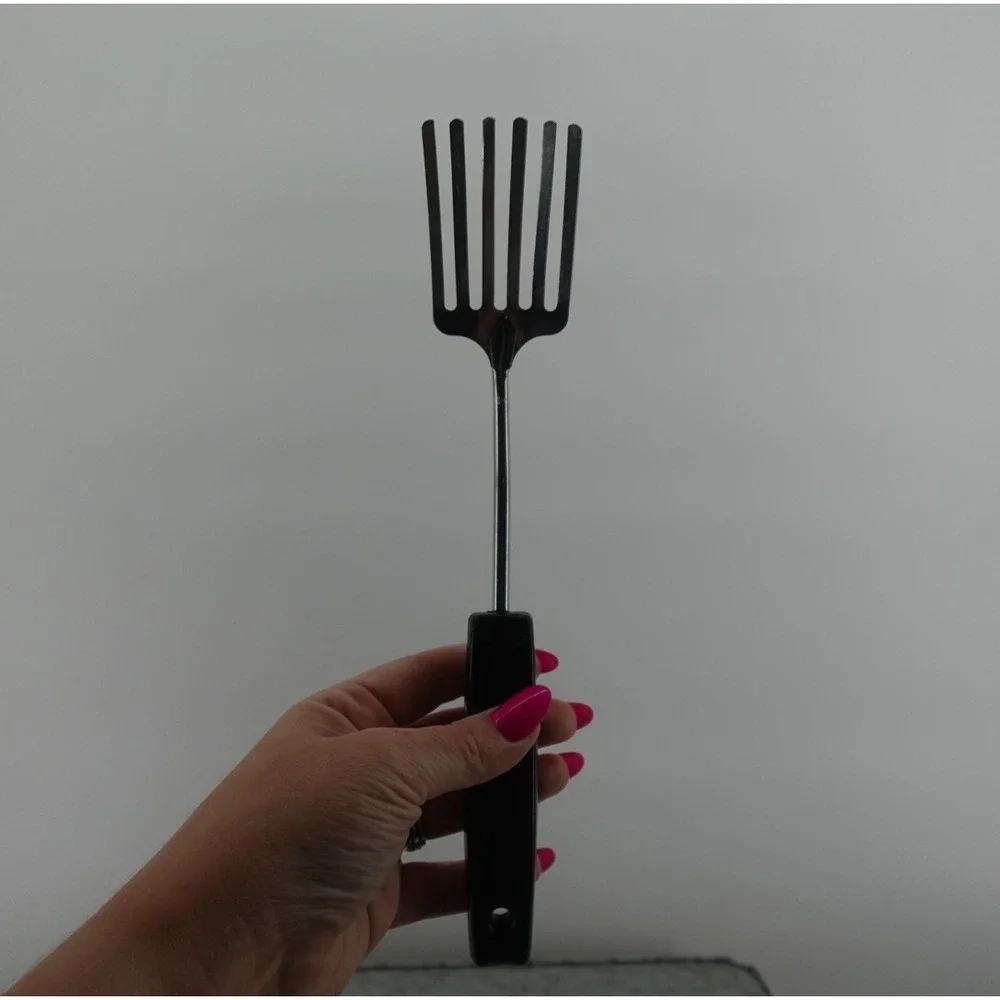 Vintage Foley Fork MPLS Stainless Steel Kitchen Tool Black Handle 6 Tine Mixer